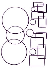 Geometric shapes including circles and rectangles in simple design  