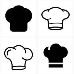 Four chef hat icons in black and white