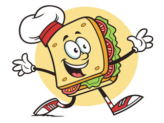 Delightful Cartoon Sandwich Character A Fun Illustration