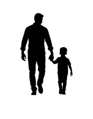 Silhouette of a parent and child holding hands, representing love, bond, and protection.