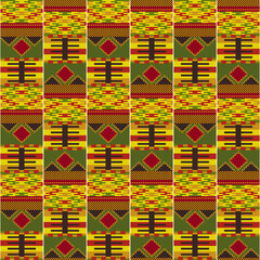 Kente cloth. African geometric seamless pattern.