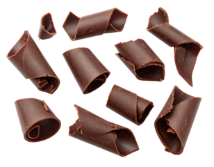 Chocolate curls for dessert decoration and delight.