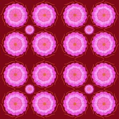 Floral pattern design with pink flowers on deep red background  