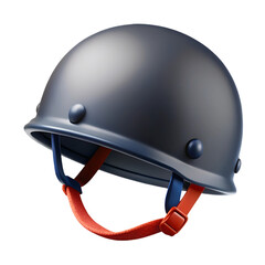 Fototapeta premium A dark blue military helmet is isolated on transparent background, showing its protective design and straps