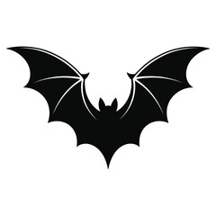Fototapeta premium Black Bat Silhouette Wings Spread Open Flying Animal