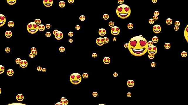 Love-themed symbols approaching in deep space