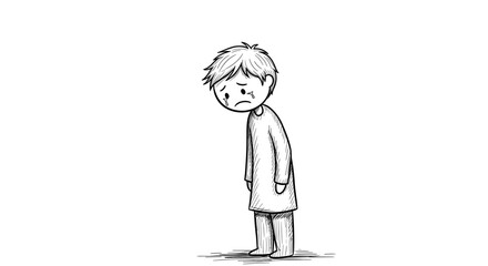 Illustration depicting sadness and sorrow expressed through a crying figure in sketch