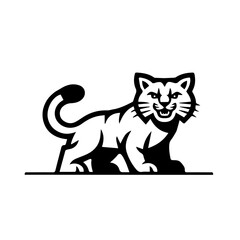 Obraz premium Black cat illustration, Black cat logo design.