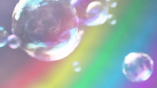 Rainbow Bubbles iridescent orbs floating in colorful atmosphere