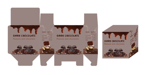 Dark Chocolate Bar Packaging Mockup with Peanuts