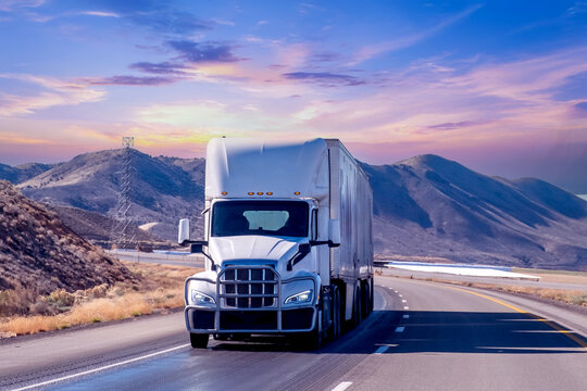 Semi Truck on Highway, Trucking in USA,	
