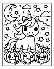 hand drawn vector illustration of halloween coloring pages