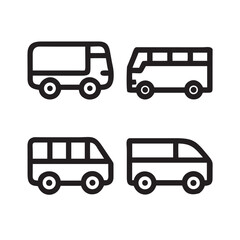 Minibus Icons in Two-Color & Black – Web & Mobile UI Ready