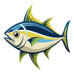 Minimalist Bonito Fish Graphic on White Background
