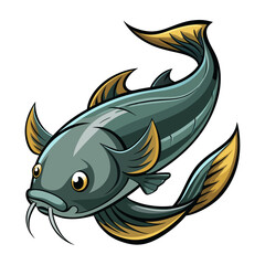 Minimalist Catfish Graphic on White Background
