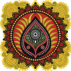 Indian pattern background png, black paisley illustration in abstract design
