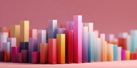 Obraz premium Colorful Bar Graph on Vibrant Pink Background for Data Visualization