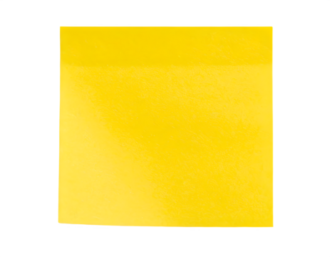 Bright yellow square sticky note isolated on black background with copy space