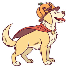 Playful Golden Retriever Clipart – Hand Drawn Dog Art | Funny Retriever Sitting – Cheerful Pet Dog Vector | Golden Retriever Making Goofy Expression – Whimsical Dog Cartoon