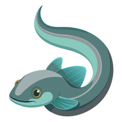Minimalist Moray Eel Fish Graphic on White Background
