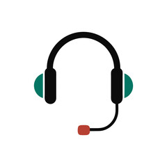 Headset with microphone icon in minimalist style with white background for tech use