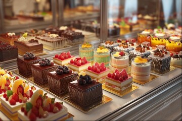 ショーケースに並んだケーキ（スイーツ・デザート・洋菓子）