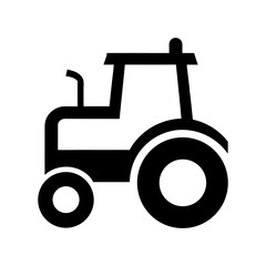 Tractor icon in minimalist style with white background for agricultural branding