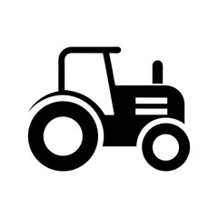 Minimalist tractor icon logo with white background for farming equipment illustration