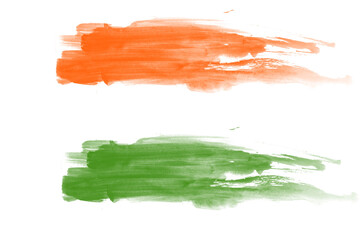 Indian flag background. Independence day of India, Watercolor abstract background in trendy collage style in saffron, white and green colors. silhouette illustration isolated isolated transparent back