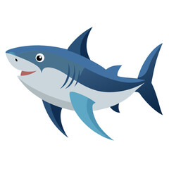 Minimalist Shark Fish Graphic on White Background