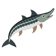 Minimalist Sturgeon Fish Graphic on White Background