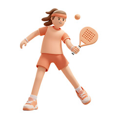 3D PNG Female Padel Player, Ideal for Racquet Sports and Active Lifestyle