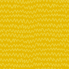 Zigzag seamless pattern in monochrome yellow tones. Hand drawn zig zag line background with textured brush effect. Perfect for fabric, packaging, wrapping paper or bold interior accents.