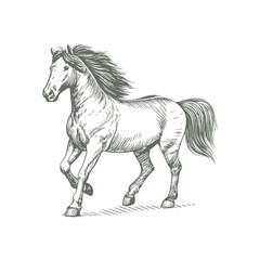 A sketch art of a horse running, showing the initial outline
