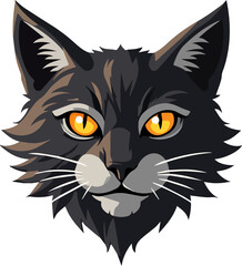  Icon of a realistic gray cat's head with big yellow eyes and thick white whiskers.