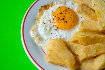 Fried Egg Sunny Side Up With Thick Cut Chuncky Chips