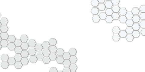 Abstract geometric white honeycomb hexagon 3d effect pattern with shadow seamless texture background.