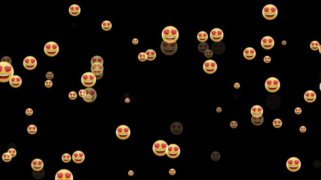 Love emojis moving down in minimal black scene