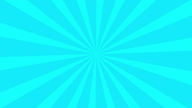 Bright blue cartoon radial burst sunlight rays expanding from central point abstract background design