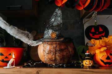 Happy Halloween. Kitchen decoration for Halloween.