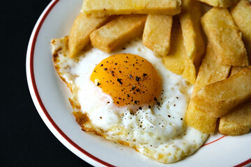 Fried Egg Sunny Side Up With Thick Cut Chuncky Chips
