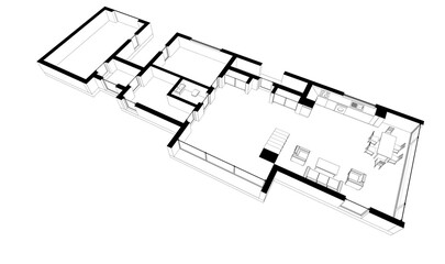 Modern house building sketch architectural 3d rendering