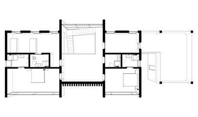 Modern house building sketch architectural 3d rendering