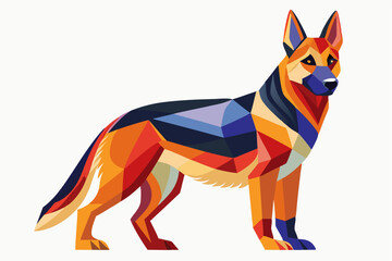 High-quality cartoon illustration of a German Shepherd dog sitting obediently with a friendly expression. Ideal for pet-related designs, educational materials, veterinary branding, dog training conten