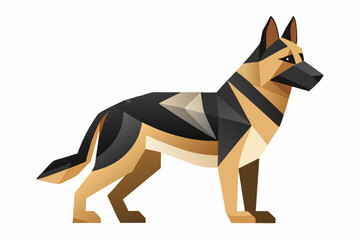 High-quality cartoon illustration of a German Shepherd dog sitting obediently with a friendly expression. Ideal for pet-related designs, educational materials, veterinary branding, dog training conten