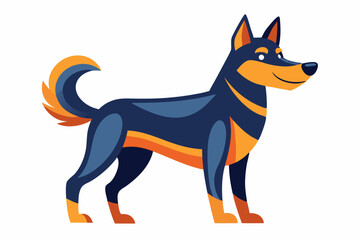 High-quality cartoon illustration of a German Shepherd dog sitting obediently with a friendly expression. Ideal for pet-related designs, educational materials, veterinary branding, dog training conten