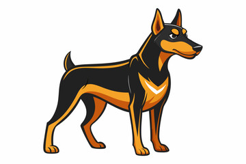 High-quality cartoon illustration of a German Shepherd dog sitting obediently with a friendly expression. Ideal for pet-related designs, educational materials, veterinary branding, dog training conten