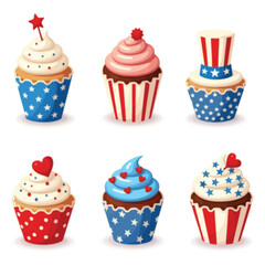 Festive American Themed Cupcakes with Whipped Cream Toppings