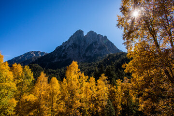 Autumn landscape in Aiguestortes and Sant Maurici National Park, Spain