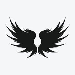 angel wings black logo silhouette vector, angel wing flat logo